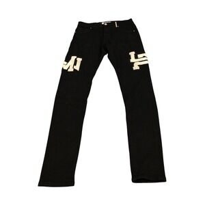 Lifted Anchors Jeans Mens 30 Black Nevermore High Patchwork Streetwear Slim
